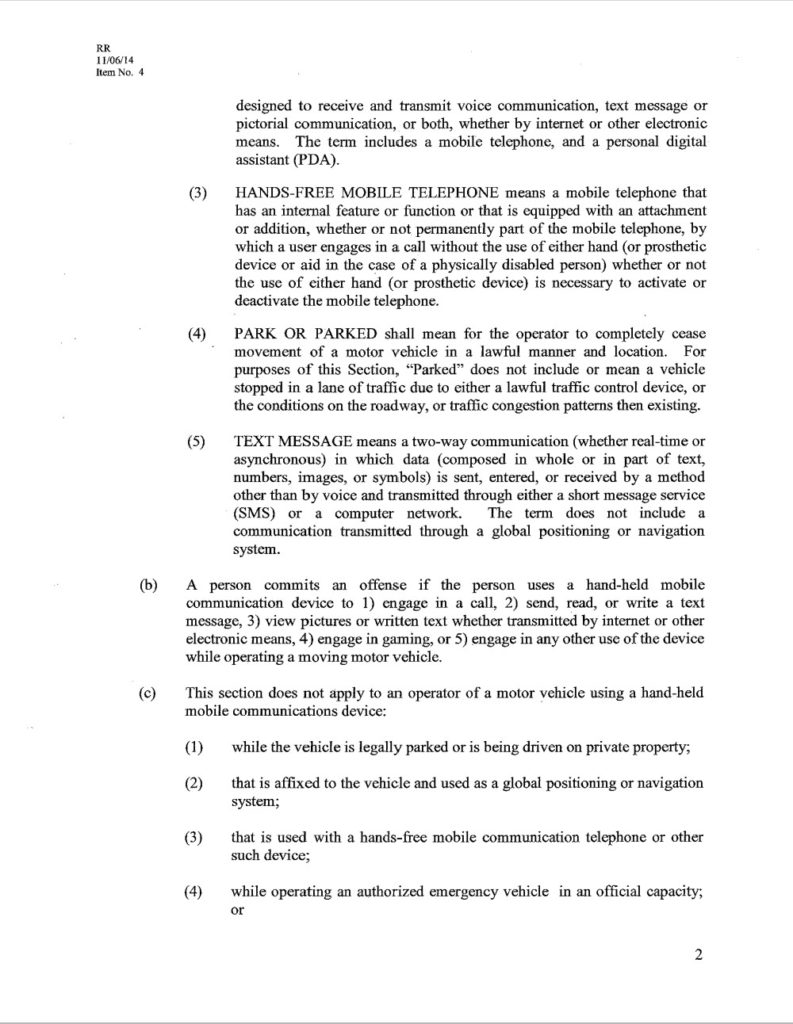 Distracted Driving Ordinance page 2