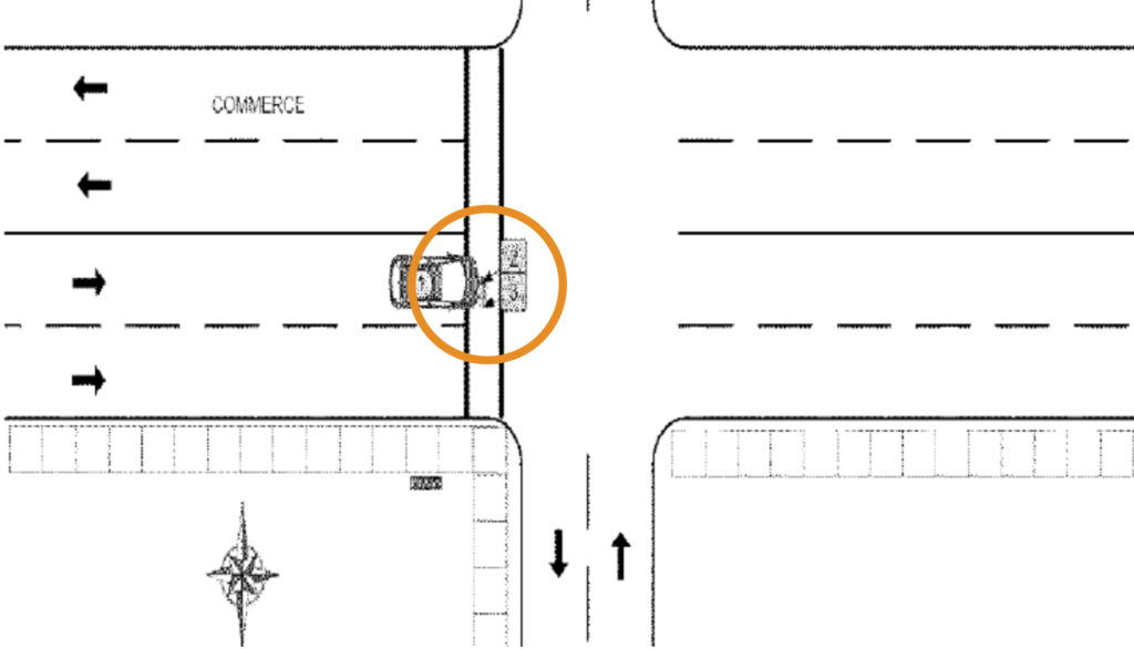 Diagram of a pedestrian accident at a crosswalk