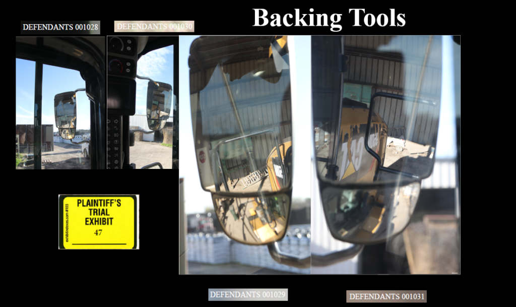 Plaintiff's trial exhibit 47 showing backing tools for heavy equipment
